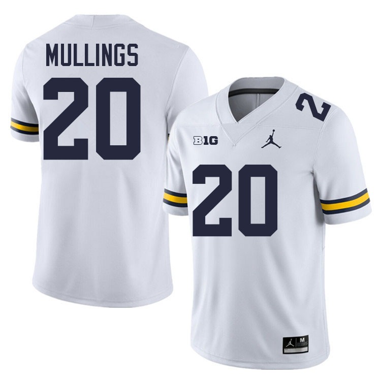 Kalel Mullings Michigan Jersey,Michigan Wolverines #20 Kalel Mullings Jersey Youth-White